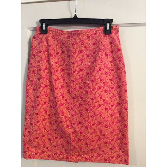 Cherokee Spring Pink Floral Skirt Cotton Blend Size 10 Stretch - Picture 6 of 6